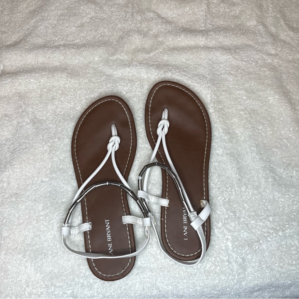 Lane Bryant White & Silver Sandals for Women 9W